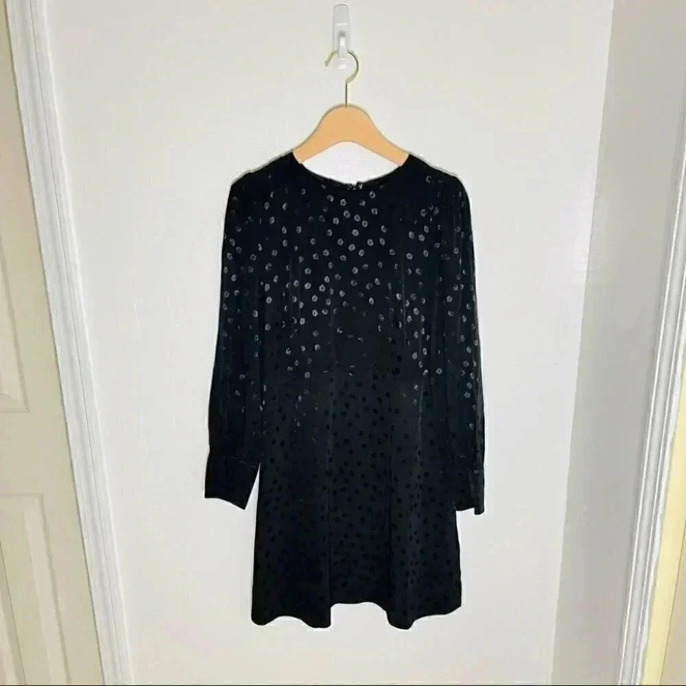 NWT J.Crew Shift Dress Jacquard Dot Black